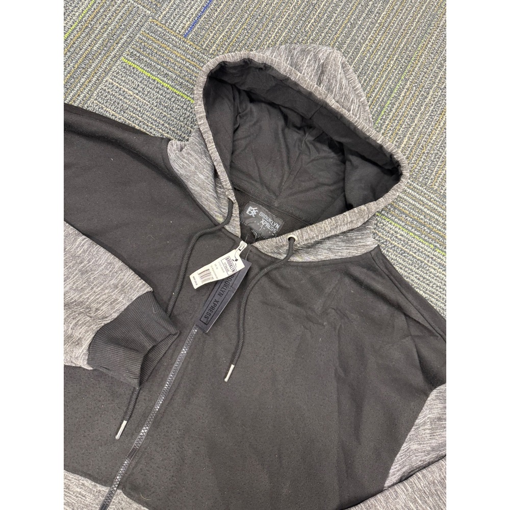 Brooklyn Xpress Premium Mens 5XL Full Zip Hoodie‎ Black Gray Pullover